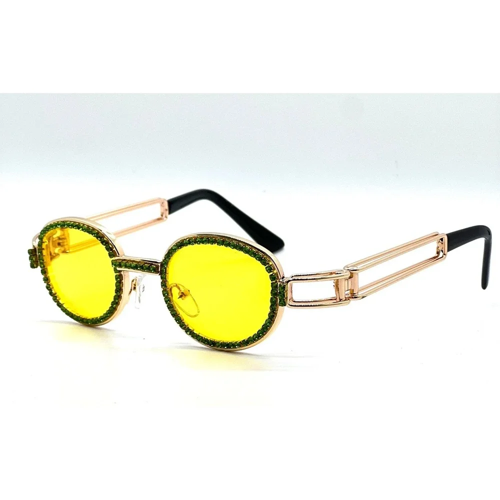 Dazzling Cyberpunk Eyepieces Sunglasses Men Yellow Over Deep Lenses Streetwear